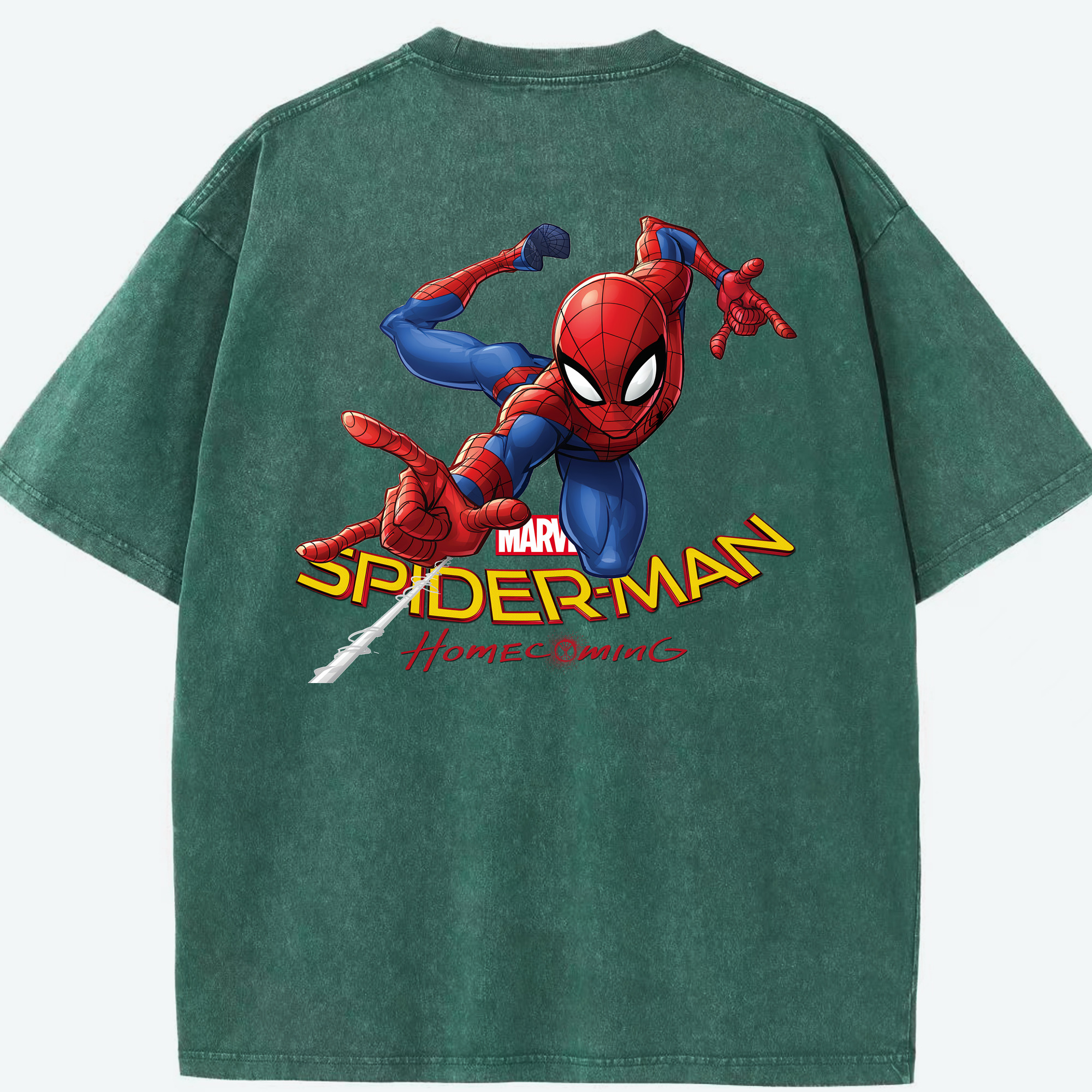 （画像用） Spider Man スパイダーマン 綿100% ヴィンテージ風 半袖Tシャツ（背面プリント）